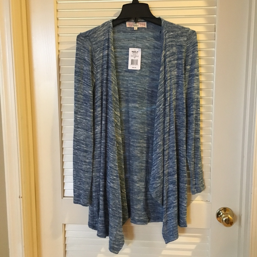 Pink Republic Heather Blue Drapey Cardigan